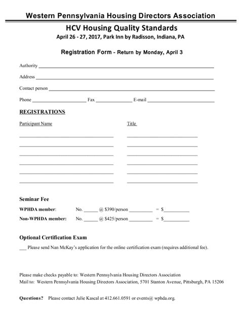 Fillable Online HCV Housing Quality Standards WPHDA Fax Email Print