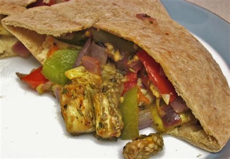 The Vegan Chronicle: Hummus-Stuffed Pita with Roasted Vegetables