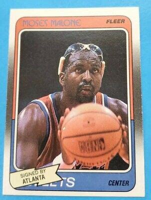 Moses Malone Fleer Basketball Bullets Hawks Hof Ex Mt