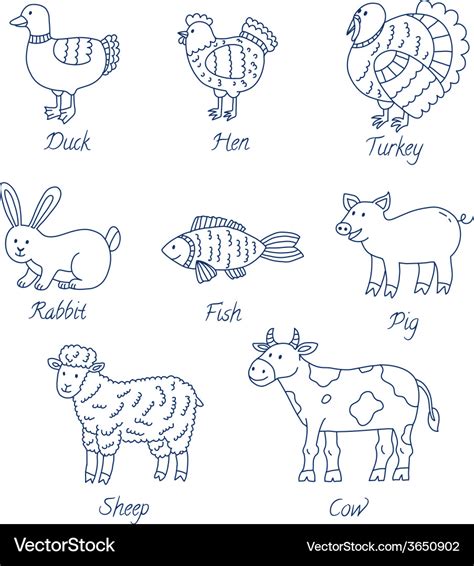 Farm animals cartoon set Royalty Free Vector Image