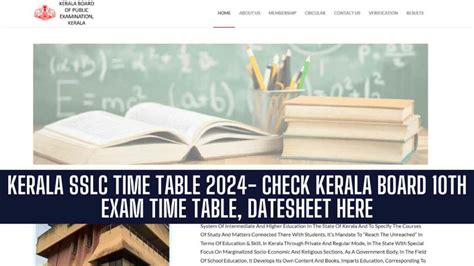 Kerala Sslc Time Table 2024 Sslc Exam Time Table 2024 Csebkerala