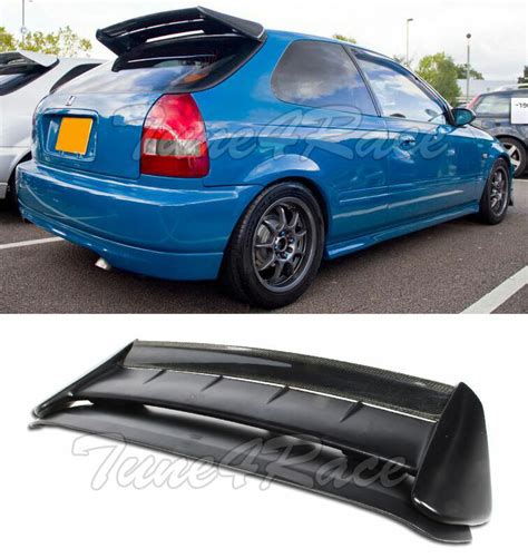 For 96 00 Honda Civic Hatch SEEKER V2 Style CARBON FIBER Rear Roof Wing