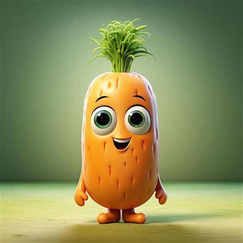 Premium Photo A Cute Carrot Cartoon With Eyes On A White Background