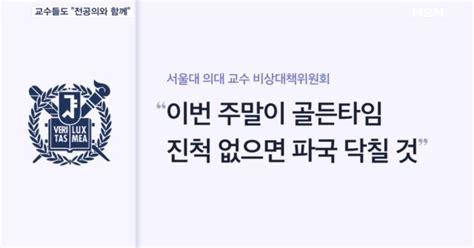 서울대의대 교수들 주말이 골든타임 조치 없을 땐 집단행동 동참