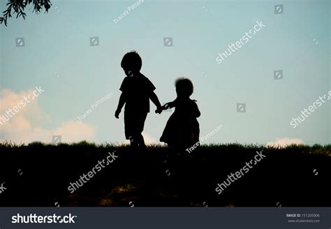 Silhouette Children Holding Hands Stock Photo 151205006 | Shutterstock