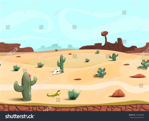 Seamless Cartoon Desert Landscape Vector Unending Stock Vector (Royalty ...