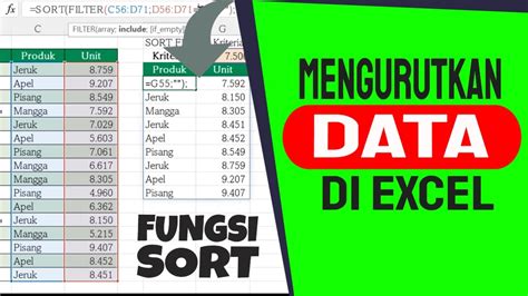 Mengurutkan Data Di Excel Dengan Fungsi Sort Youtube