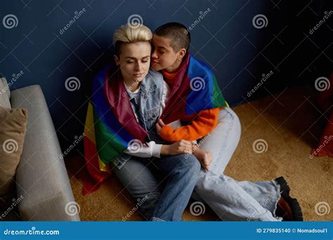 Romantic Lesbian Couple Enjoying Calm And Happiness Moments Together Stock Photo Image Of