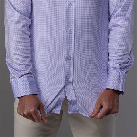 Quattro Flex Dress Shirt With Semi Spread Collar Lavender Houndstooth