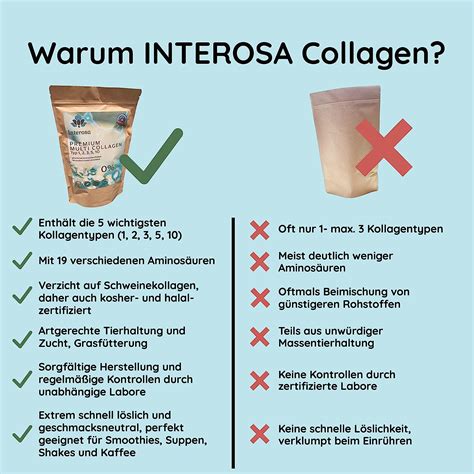 INTEROSA Collagen Pulver 500 G Kollagen Peptide Typ 1 2 3 5 10