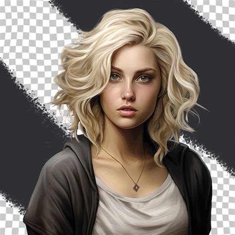 Premium PSD Blonde Woman Posing Against Transparent Background