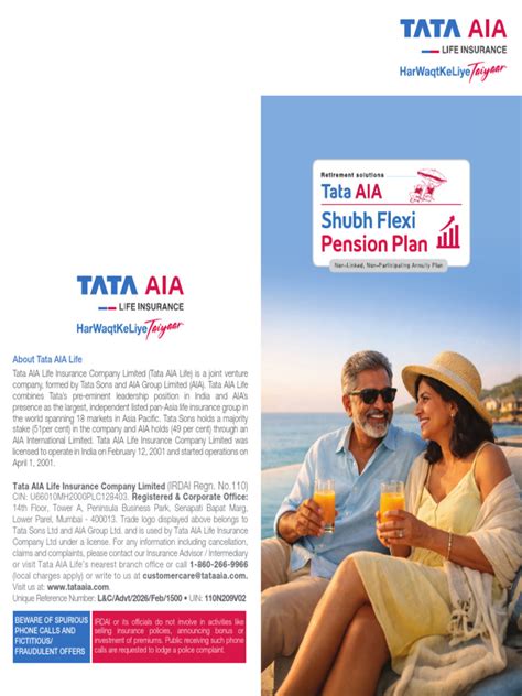 Tata Aia Shubh Flexi Pension Plan Brochure Pdf Insurance Life Annuity