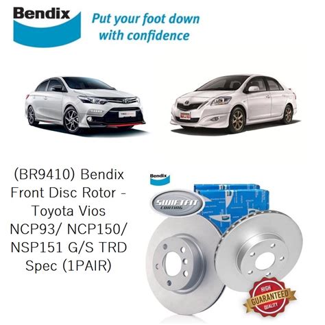 Br Original Bendix Swiftfit Front Disc Rotor Toyota Vios Ncp