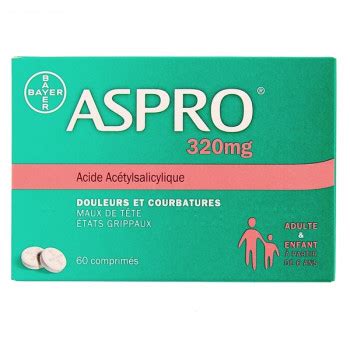 Aspro 320mg 60cpr Médicament Aspirine Pharmacie en ligne IllicoPharma