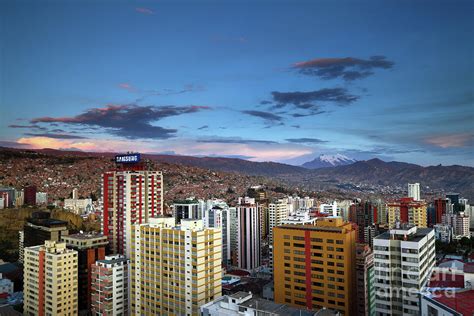 Apartment Buildings in Downtown La Paz at Sunset Bolivia Photograph by James Brunker - Fine Art ...