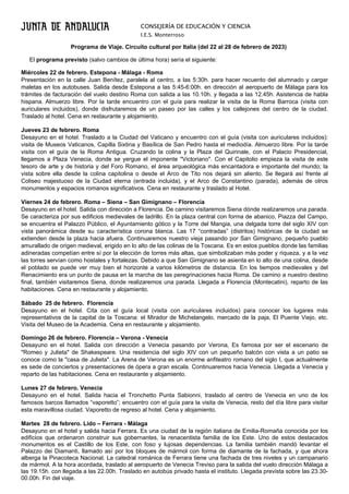 Programa Viaje A Italia Pdf