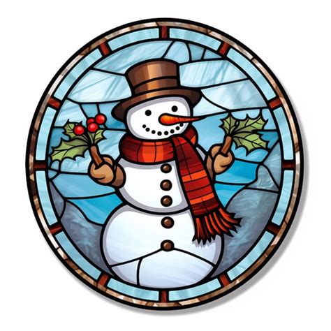 Premium Ai Image A Close Up Of A Snowman In A Stained Glass Window