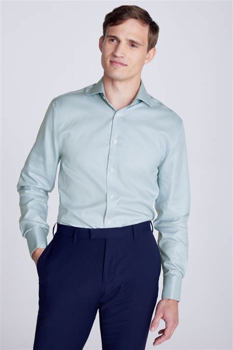 Regular Fit Blue Double Cuff Twill Shirt Buy Online At Moss