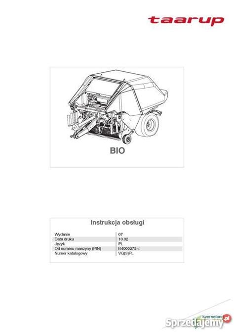 Taarup BIO prasa instrukcja katalog Szamotuły Sprzedajemy pl