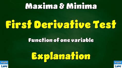 First Derivative Test Maxima And Minima Youtube