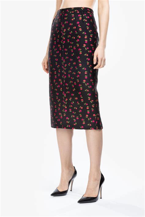 Floral Embroidered Pencil Skirt In Black N Official Online Store