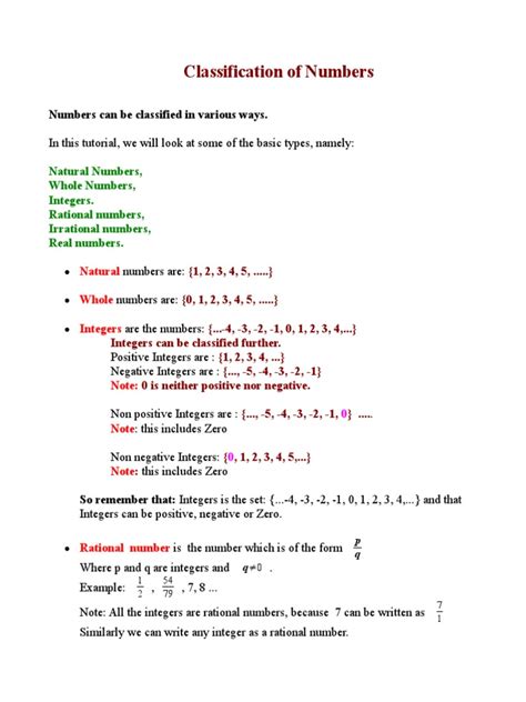 Classification Of Numberspdf Division Mathematics Prime Number