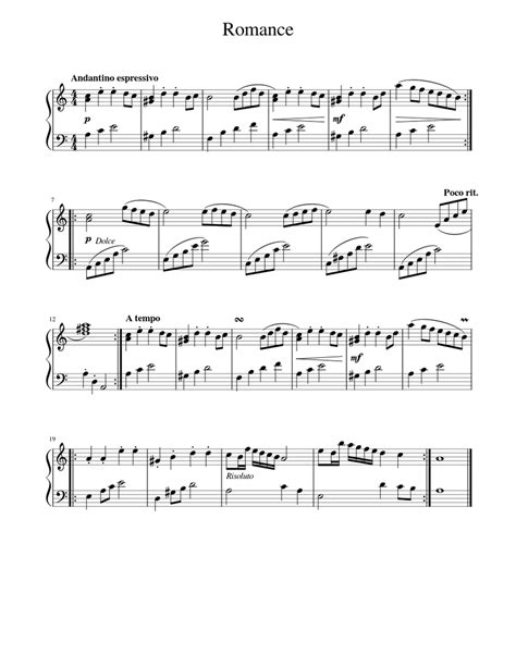 Romance Sheet Music For Piano Solo Easy