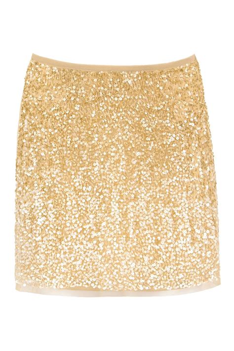 Super Shining Sequin Mini Skirt Sistes Italy Gold Claddio