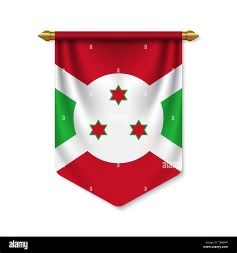 3d Realistic Pennant With Flag Of Burundi Vector Illustration Stock