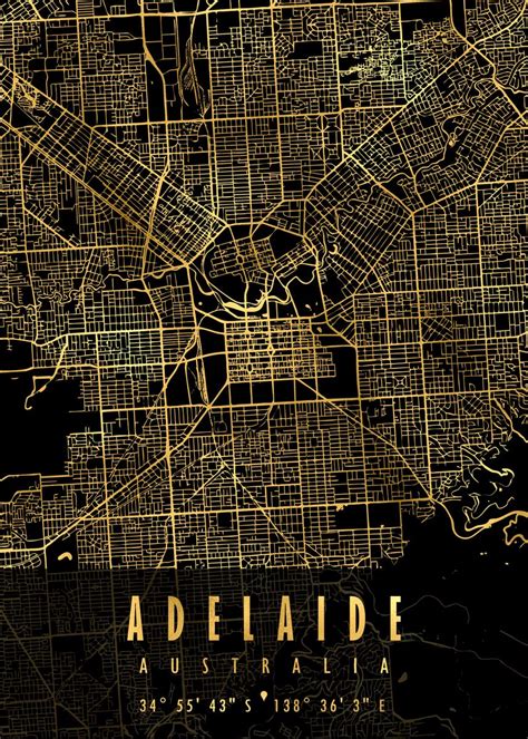 Adelaide Map Australia Poster Picture Metal Print Paint By