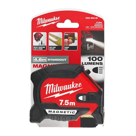 Milwaukee 4932492469 Led Magnetic Tape Measure 75m Toolfix Dundalk