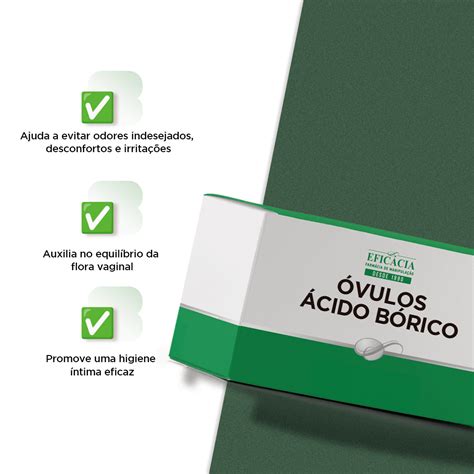 Óvulo de Ácido Bórico 600 mg 15 unidades Farmácia Eficácia