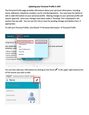 Fillable Online My Wilson Updating Your Personal Profile In ADP The