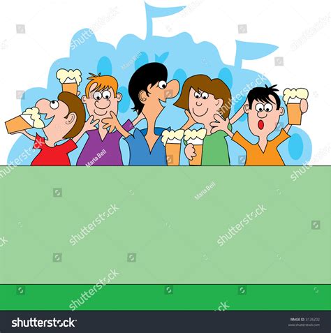 Sports Fans Yelling Outdoor Stadium: vector de stock (libre de regalías