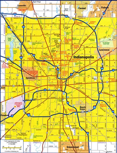 Indianapolis IN city map. Free printable detailed map of Indianapolis
