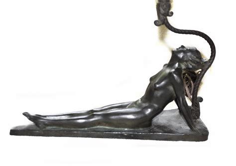 1926 Naked Woman Table Lamp Signed Reclining Nude Flapper Lady Art Deco Lighting Living Dining