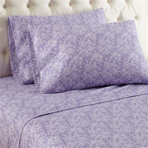 Micro Flannel Micro Flannel 4 Piece Enchantment Violet Floral Queen