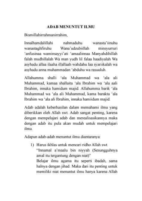 ADAB MENUNTUT ILMU ADAB MENUNTUT ILMU Bismillahirrahmanirrahim