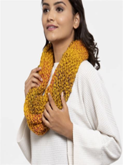 Buy Bodh Design Unisex Mustard Yellow Hand Knitted Snood Muffler