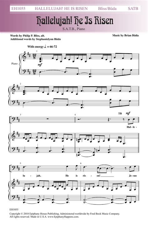 Hallelujah He Is Risen By Brian Buda Sheet Music For Satb Choir At