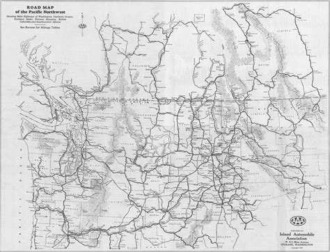 Road map of the Pacific Northwest showing the main highways of
