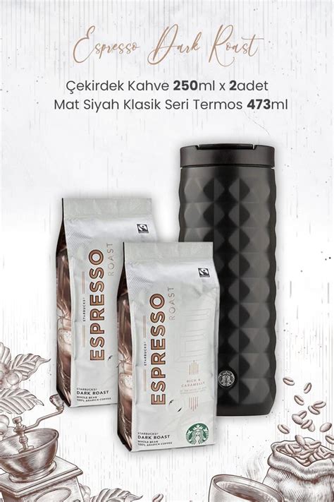 Starbucks Espresso Dark Roast Çekirdek Kahve 250 Gr x 2 Adet ve Mat