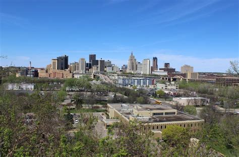 Saint Paul Skyline with a Blue Sky Stock Photo - Image of full ...