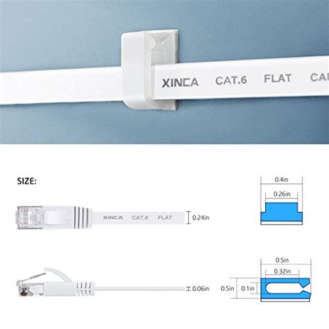 Cat Ethernet Cable Ft White Gigabit Flat Network Lan Cable With