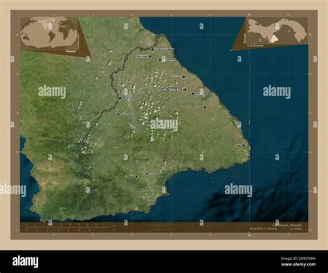 Los Santos, province of Panama. Low resolution satellite map. Locations ...