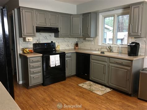 Oak Kitchen Cabinets Painted Chelsea Gray - FunCycled - Interior Design ...