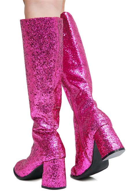 Pink Go Go Glitter Boots Dolls Kill