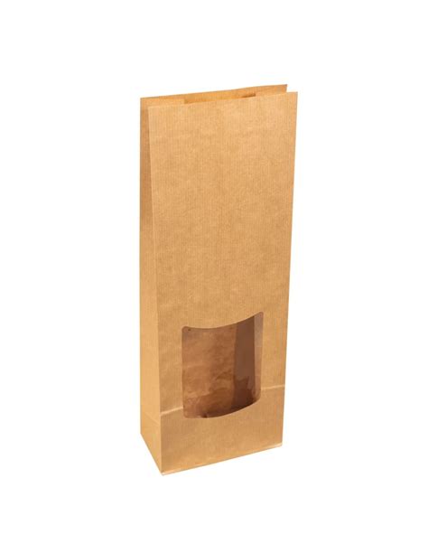 500 Sacs SOS en papier kraft brun à fenêtre 1kg café ou thé