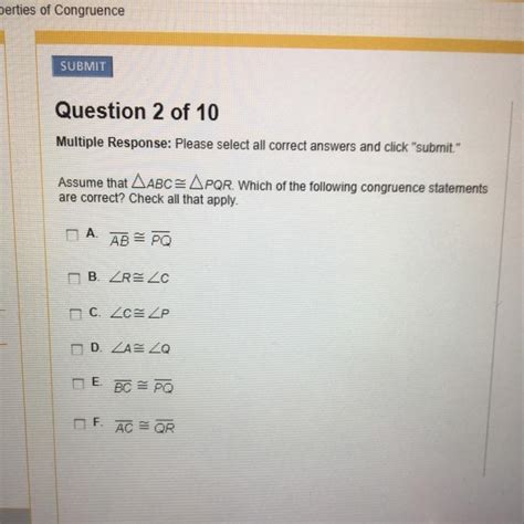 Free Assume Abc Pqr Which Of The Following Congruence Statements Are