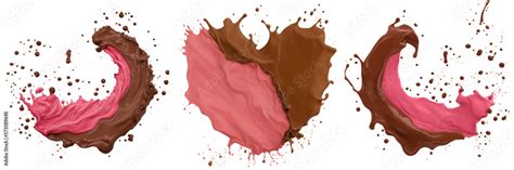 Illustration Of Melted And Splashed Strawberry Chocolate Cream Element